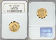 Victoria gold Sovereign 1867-SYDNEY AU58 NGC, Sydney mint, KM4, Fr-10. AGW 0.2353 oz. 

HID09801242017