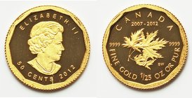 Elizabeth II gold Proof 5-Piece Uncertified "Maple Leaf" Set 2012, Royal Canadian mint, KM1210-1214. Denominations 50 Cents, 1, 5, 10 & 50 Dollars and...