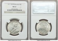 Newfoundland. George V 50 Cents 1911 MS61 NGC, Ottawa mint, KM12. White untoned and lustrous, contact marks commensurate with grade. 

HID09801242017