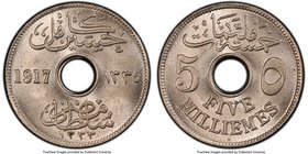 Hussein Kamil 5 Milliemes AH 1335 (1917)-H MS65 PCGS, Heaton mint, KM315. Ex. E.E. Clain-Stefanelli Collection

HID09801242017