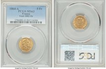 Napoleon III gold 5 Francs 1864-A MS63 PCGS, Paris mint, KM803.1. AGW 0.0467 oz. 

HID09801242017