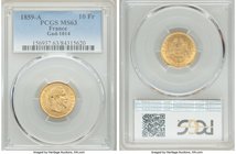 Napoleon III gold 10 Francs 1859-A MS63 PCGS, Paris mint, KM784.3. AGW 0.0933 oz. 

HID09801242017