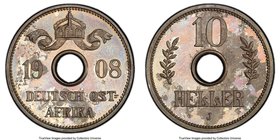 German Colony. Wilhelm II Proof 10 Heller 1908-J UNC Details (Environmental Damage) PCGS, KM12. Very scarce coin in proof. 

HID09801242017