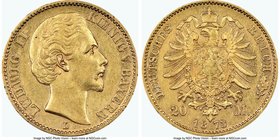 Bavaria. Ludwig II gold 20 Mark 1873-D AU53 NGC, Munich mint, KM894. AGW 0.2305 oz. 

HID09801242017