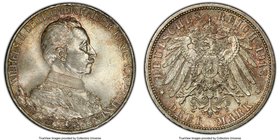 Prussia. Wilhelm II 3 Mark 1913-A MS64+ PCGS, Berlin mint, KM535, J-112. Commemorates the 25th Anniversary of his reign. Nicely toned in shades of gol...