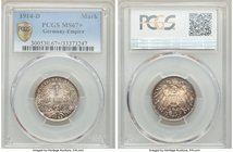 Wilhelm II Mark 1914-D MS67+ PCGS, Munich mint, KM14. Attractive gold, brown and light blue toning.

HID09801242017