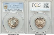 Wilhelm II Mark 1914-D MS66+ PCGS, Munich mint, KM14. Light taupe-brown toning with argent white centers. 

HID09801242017