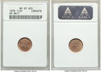 Victoria 1/3 Farthing 1878 MS65 Red ANACS, KM750, S-3960. Full strike with crisp and flashy fields. 

HID09801242017