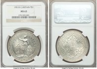 Victoria Trade Dollar 1901-B MS63 NGC, Bombay mint, KM-Tn5. Cartwheel luster behind a drapery of taupe and light blue toning. 

HID09801242017