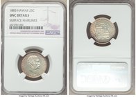 Kalakaua I 3-Piece Lot of Certified Assorted Issues NGC, 1) 25 Cents 1883 - UNC Details (Surface Hairlines), KM5 2) 25 Cents 1883 - AU58, KM5 3) Dolla...