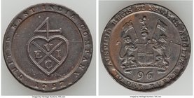 British India. Madras Presidency Pair of Uncertified Fractional Rupees XF, 1) 1/96 Rupee 1797, KM397. 24.5mm. 6.66gm 2) 1/48 Rupee 1794, KM394. 30.7mm...