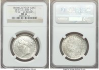 British India. Victoria Rupee 1840-(B&C) MS61 NGC, Bombay or Calcutta mint, KM458, S&W-3.33. Type A/1, with, W.W. and 28 Berries. Quite choice and see...