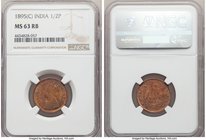 British India. 7-Piece Lot of Certified Assorted Pice NGC, 1) Victoria 1/2 Pice 1895-(C) - MS63 Red and Brown, Calcutta mint, KM484 2) George V 1/2 Pi...