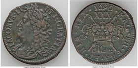James II Gunmoney 1/2 Crown March 1690 About XF, S-6579M. 32.7mm. 12.46gm. Dated March 1690, large "O" variety. 

HID09801242017