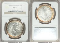 Meiji Yen Year 28 (1895) MS62 NGC, KM-YA25.3. Conservatively graded with beautiful peripheral colors in fire oranges and golds. 

HID09801242017
