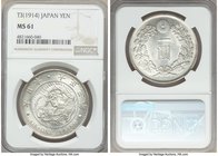 Taisho Yen Year 3 (1914) MS61 NGC, KM-Y38. Conservatively graded, blast white. 

HID09801242017