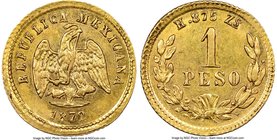 Republic gold Peso 1872 Zs-H MS60 NGC, Zacatecas mint, KM410.6. Reflective fields, nicely centered on a full flan. 

HID09801242017