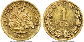 Republic gold Peso 1882/72 Mo-M MS62 NGC, Mexico City mint, KM410.5. Semi prooflike fields with nicely struck full details. 

HID09801242017