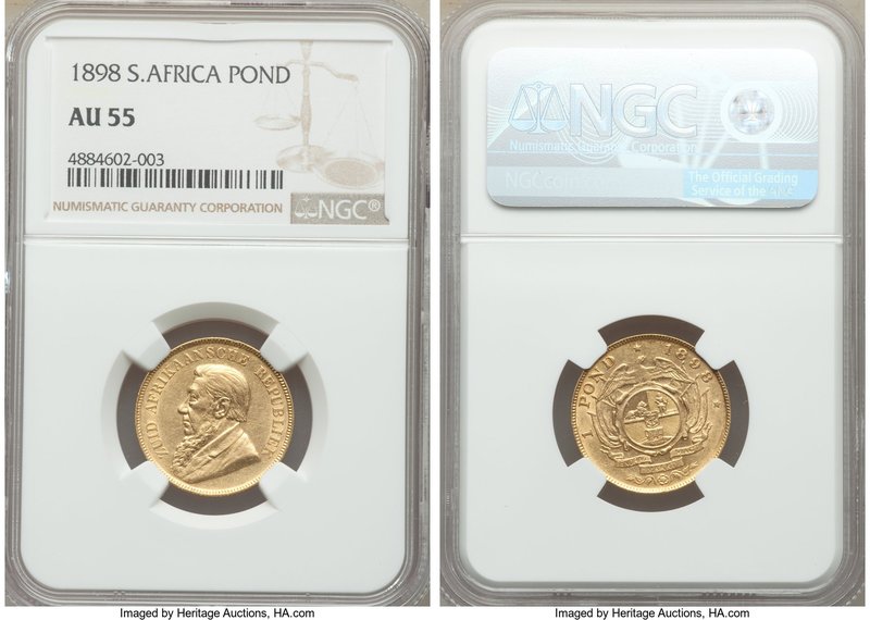 Republic gold "Single Shaft" Pond 1898 AU55 NGC, Pretoria mint, KM10.2. AGW 0.23...