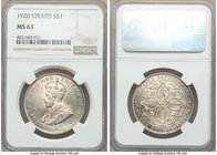 British Colony. George V Dollar 1920 MS63 NGC, KM33., Prid-10. Attractive luminescent pastel peripheral toning. 

HID09801242017