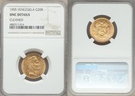 Republic gold 20 Bolivares1905 UNC Details (Cleaned) NGC, KM-Y32. AGW 0.1867 oz. 

HID09801242017