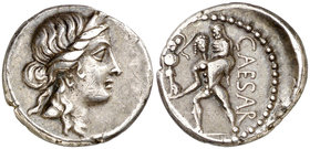 (47-46 a.C.). Julio César. Denario. (Spink 1402) (S. 12) (Craw. 458/1). 3,81 g. MBC+.