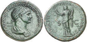 (116 d.C.). Trajano. Sestercio. (Spink 3192) (Co. 352) (RIC. 672). 26,32 g. Ex Colección Manuela Etcheverría. MBC.