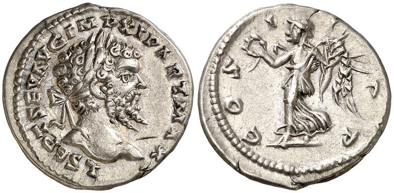(198-200 d.C.). Septimio Severo. Denario. (Spink 6270 var) (S. 96) (RIC. 503a). ...