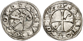 Comtat de Tolosa. Alfons Jordà (1112-1148). Tolosa. Diner. (Duplessy 1226) (P.A. 3688). 1,25 g. La leyenda de anverso empieza a las 6h del reloj. Bell...