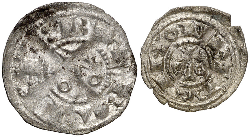 Alfons I (1162-1196). Barcelona. (Cru.C.G. 2100c y 2101). Lote de 1 diner y 1 òb...