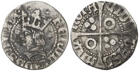 Ferran II (1479-1516). Barcelona. 1/2 croat. (Cru.V.S. 1143.4) (Cru.C.G. 3076i). 1,26 g. Ex Colección Manuela Etcheverría. MBC-.