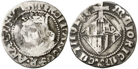 Ferran II (1479-1516). Mallorca. Ral. (Cru.V.S. 1180) (Cru.C.G. 3094). 2,13 g. Letras A góticas en reverso. BC/BC+.