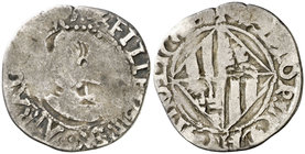 s/d. Felipe II. Mallorca. 1 ral. (Cal. 640) (Cru.C.G. 4254). 2,11 g. BC/BC+.