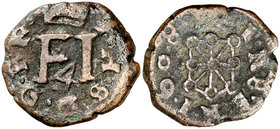 1608. Felipe III. Pamplona. 4 cornados. (Cal. 722). 3,35 g. MBC-.