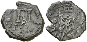 168 (sic). Felipe III. Pamplona. 4 cornados. (Cal. 725 var). 4,10 g. MBC-.
