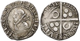 1611. Felipe III. Barcelona. 1/2 croat. (Cal. 530). 1,72 g. Bonita pátina. MBC.