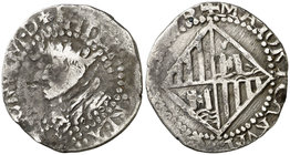 s/d. Felipe III. Mallorca. 1 ral. (Cal. 1006, de Felipe IV) (Cru.C.G. 4356 var de busto). 2,36 g. BC.