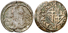 1624. Felipe IV. Barcelona. 1 ardit. (Cal. 1225) (Cru.C.G. 4420). 1,42 g. BC+/MBC-.