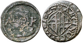 1627. Felipe IV. Barcelona. 1 ardit. (Cal. 1228) (Cru.C.G. 4420b). 1,46 g. Escasa. BC+/MBC-.