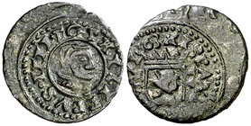 1663. Felipe IV. Burgos. R. 2 maravedís. (Cal. 1280). 0,59 g. Algo descentrada. Escasa. MBC.