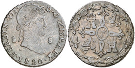 1820. Fernando VII. Segovia. 8 maravedís. (Cal. 1677). 11,76 g. Rayitas. MBC-.