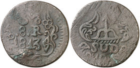 1813. Fernando VII. Morelos. 8 reales. (Cal. 579). 19,15 g. CU. Con adornos. MBC-.