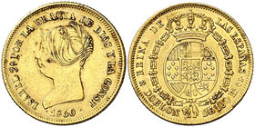 1850. Isabel II. Madrid. CL. Doblón de 100 reales. (Cal. 3). 8,27 g. Golpecito en canto. MBC/MBC+.