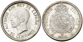 1926. Alfonso XIII. SPC. 50 céntimos. (Cal. 64). 2,50 g. S/C-.
