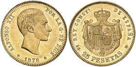 1878*1878. Alfonso XII. EMM. 25 pesetas. (Cal. 6). 8,06 g. EBC/EBC+.