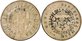 1928. Barcelona. Sociedad Cooperativa Obrera "Modelo del Siglo XX". 5, 10 céntimos y 1 kg de pan. (AL. 1717, 1718 y 1721). Lote de 3 monedas. Contrama...