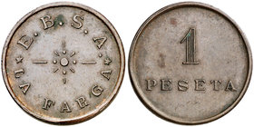 Farga de Bebiè, la. 1 peseta. (T. 1140). 6,34 g. Rara. MBC.