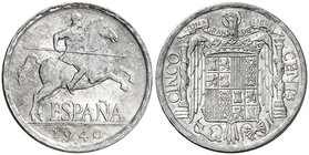 1940. Estado Español. 5 céntimos. (Cal. 133). 1,14 g. S/C-.