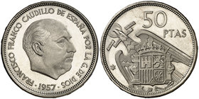 1957*75. Estado Español. 50 pesetas. (Cal. 28). Sólo en cartera. Proof.
