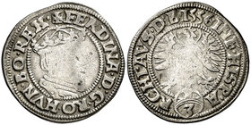 1556. Austria. Fernando I. Linz. 3 kreuzer. (Schulten 4191). 2,18 g. AG. BC+.